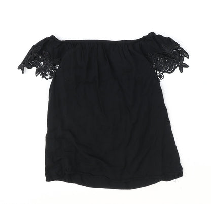 Womens UK Size 8 Oasis Black Basic T-Shirt