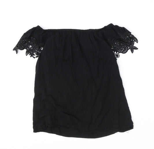 Womens UK Size 8 Oasis Black Basic T-Shirt