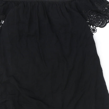 Womens UK Size 8 Oasis Black Basic T-Shirt