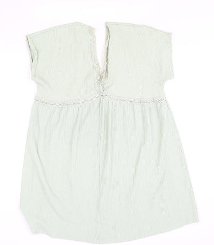 ASOS Womens Green Polyester Shift Size 16 V-Neck Pullover - Lace Trim