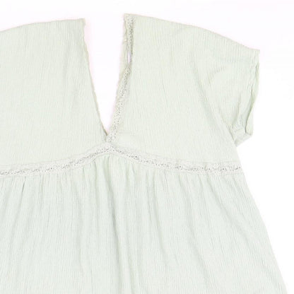 ASOS Womens Green Polyester Shift Size 16 V-Neck Pullover - Lace Trim