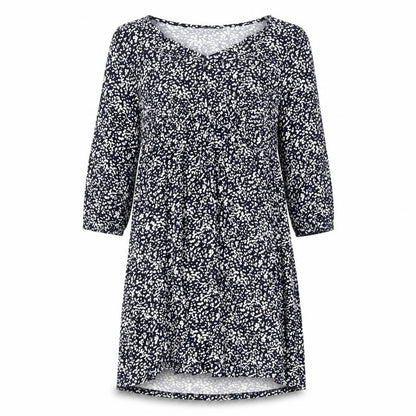 Marks and Spencer Womens Blue Geometric Viscose A-Line Size 10 Round Neck Pullover