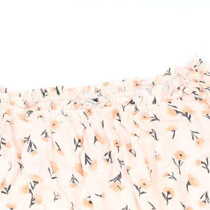 George Womens Pink Floral Viscose Cropped Blouse Size 10 Off the Shoulder - Bardot