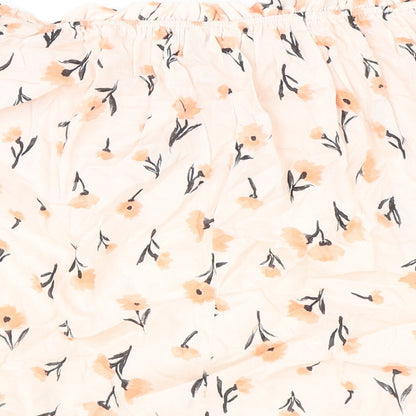 George Womens Pink Floral Viscose Cropped Blouse Size 10 Off the Shoulder - Bardot