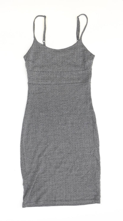 Miss Selfridge Womens Grey Geometric Polyester Shift Size 6 Round Neck Pullover