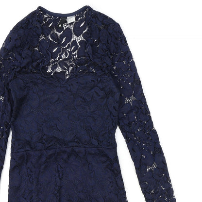 H&M Womens Blue Polyamide Shift Size 8 Round Neck Pullover