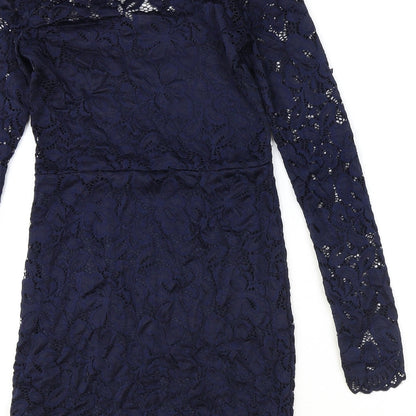 H&M Womens Blue Polyamide Shift Size 8 Round Neck Pullover