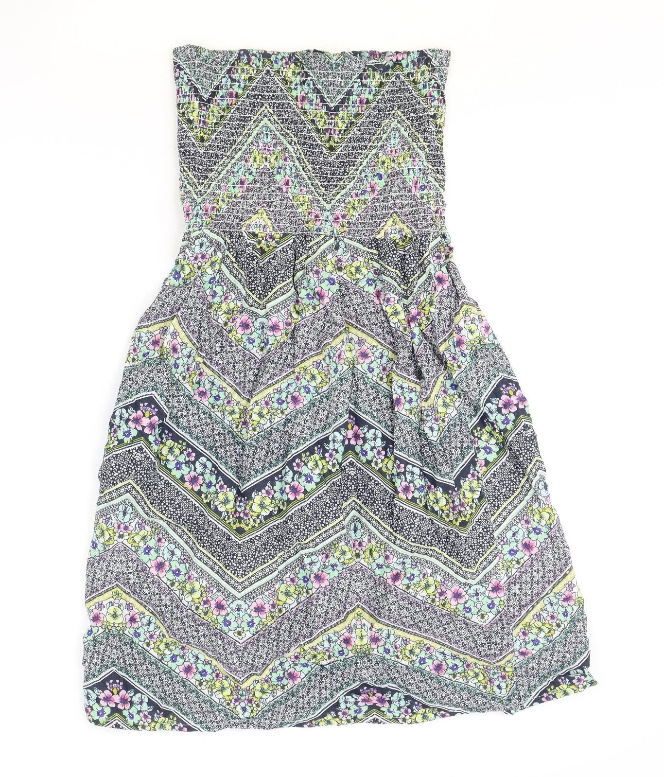 Atmosphere Womens Multicoloured Geometric 100% Cotton A-Line Size 10 Off the Shoulder Pullover