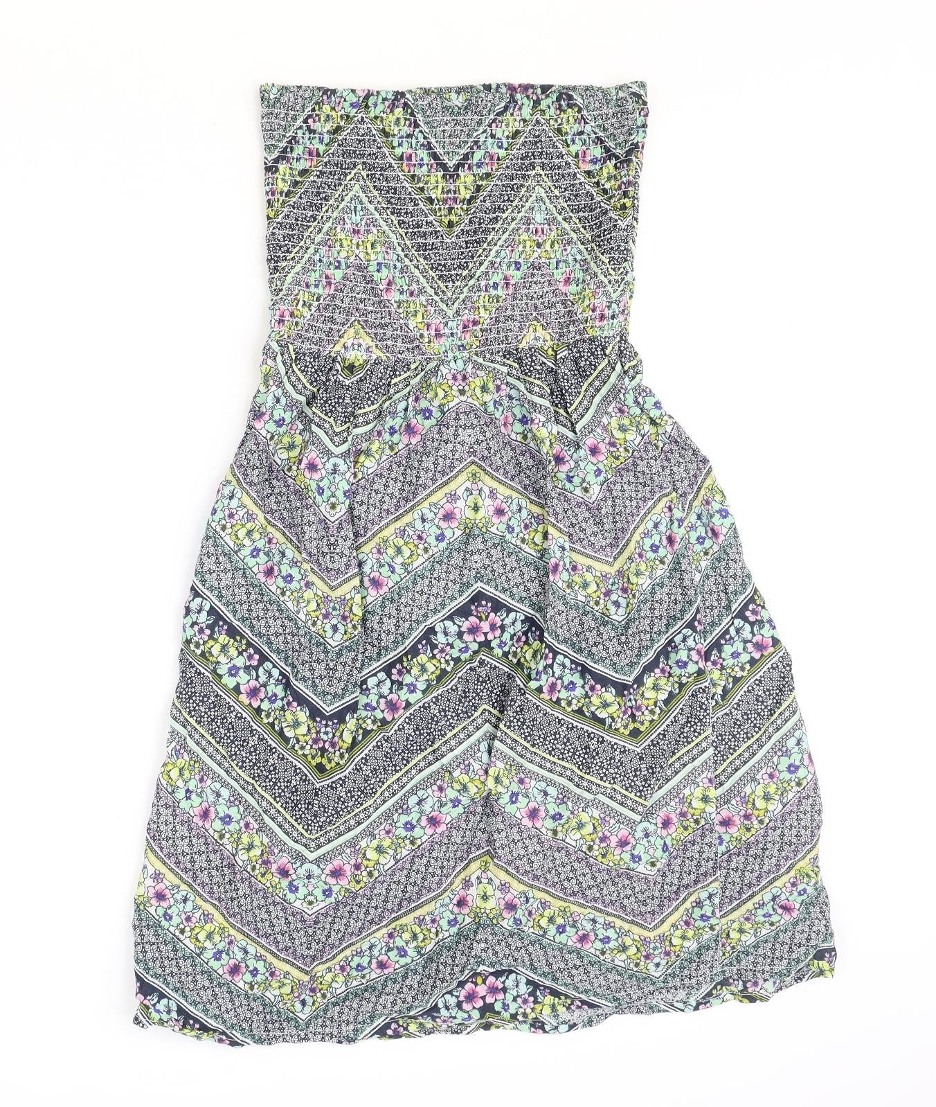 Atmosphere Womens Multicoloured Geometric 100% Cotton A-Line Size 10 Off the Shoulder Pullover