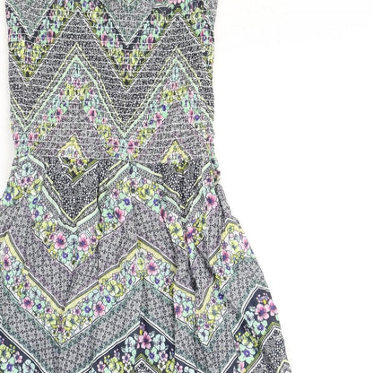 Atmosphere Womens Multicoloured Geometric 100% Cotton A-Line Size 10 Off the Shoulder Pullover