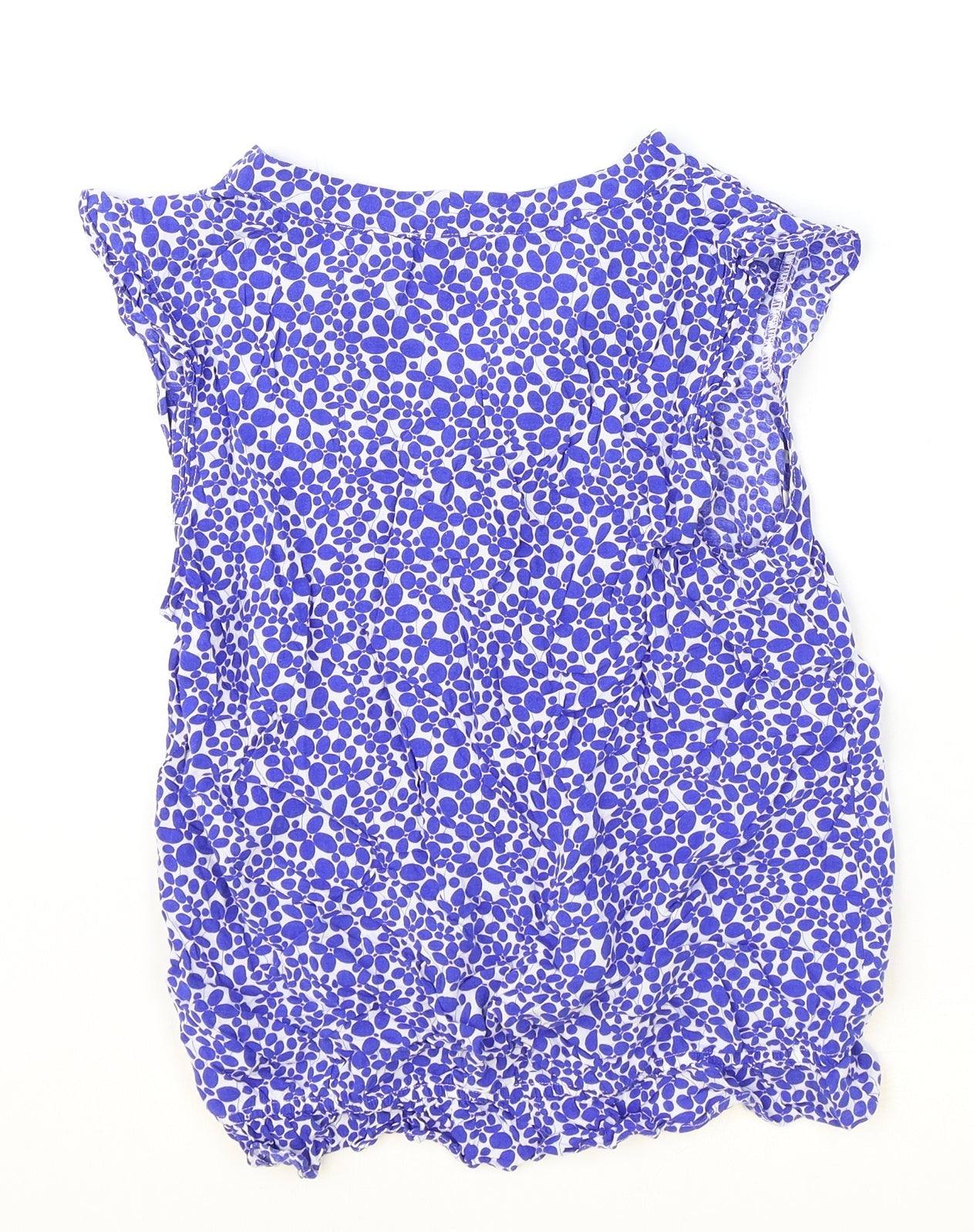 LITTLE MISS CAPTAIN Womens Blue Geometric Viscose Basic Blouse Size XS V-Neck
