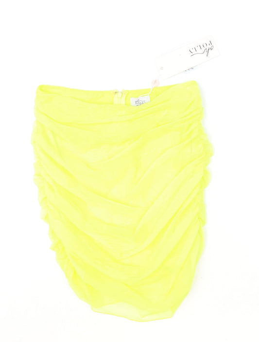 Oh Polly Womens Yellow Polyester Bandage Skirt Size 12 Zip