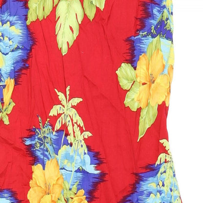 Jane Ashley Womens Red Floral Rayon Tank Dress Size S Scoop Neck Pullover