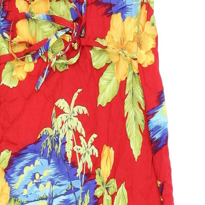 Jane Ashley Womens Red Floral Rayon Tank Dress Size S Scoop Neck Pullover