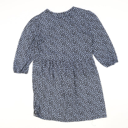 Stradivarius Womens Blue Floral Polyester A-Line Size L Roll Neck Pullover