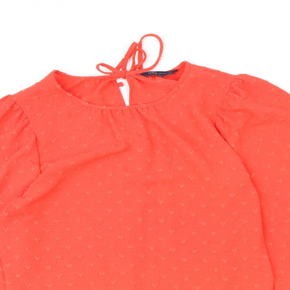 Marks and Spencer Womens Red Polyester Basic Blouse Size 8 Scoop Neck