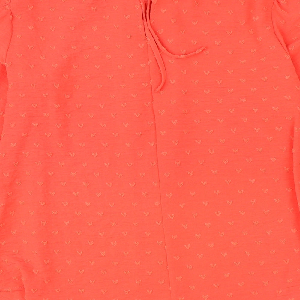 Marks and Spencer Womens Red Polyester Basic Blouse Size 8 Scoop Neck
