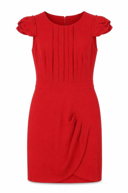fever occasion Womens Red Geometric Polyester Sheath Size 10 Round Neck Zip