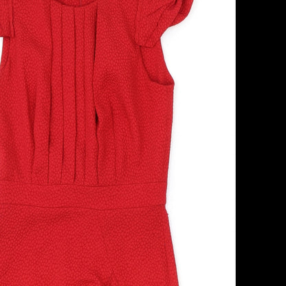 fever occasion Womens Red Geometric Polyester Sheath Size 10 Round Neck Zip
