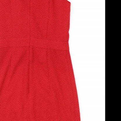 fever occasion Womens Red Geometric Polyester Sheath Size 10 Round Neck Zip
