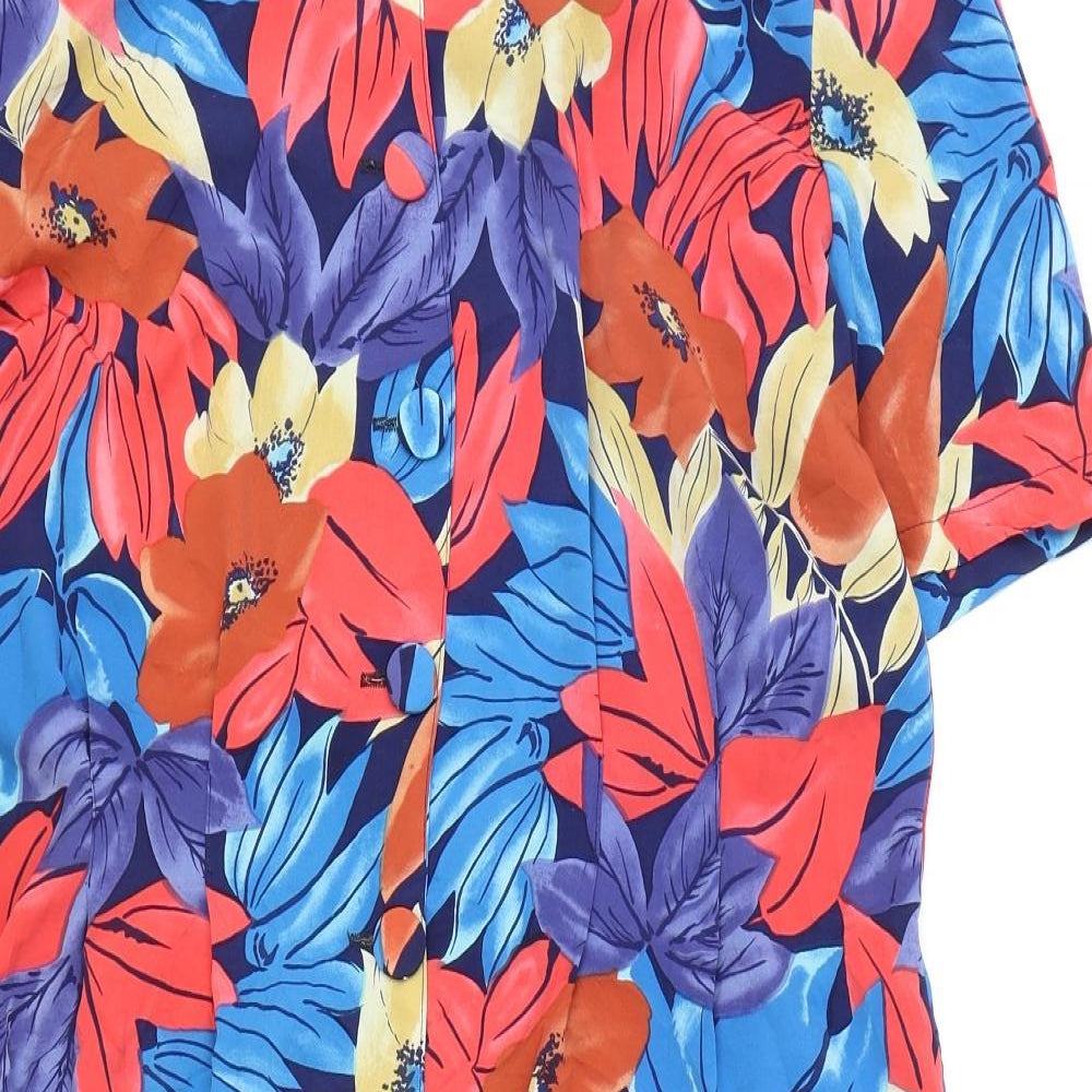 Tess Womens Multicoloured Floral Polyester Shift Size 12 Round Neck Button