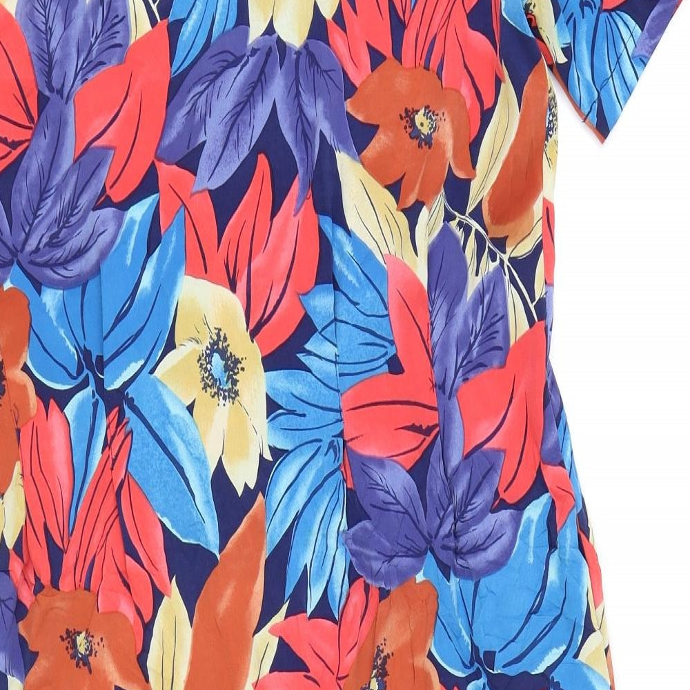 Tess Womens Multicoloured Floral Polyester Shift Size 12 Round Neck Button