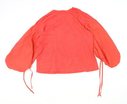 Atmosphere Womens Red Polyester Basic Blouse Size 10 Round Neck