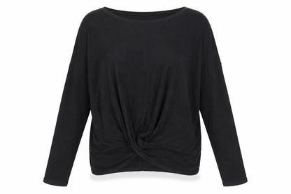 Graze Womens Black Polyester Basic T-Shirt Size L Round Neck