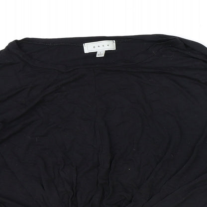 Graze Womens Black Polyester Basic T-Shirt Size L Round Neck