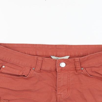 Peacocks Womens Brown Cotton Cut-Off Shorts Size 10 L3 in Regular Button - Lace Detail