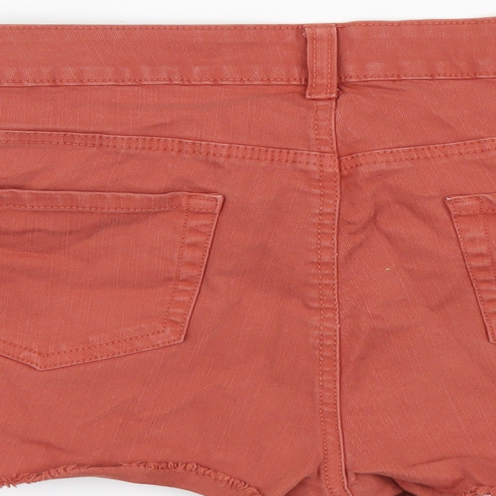 Peacocks Womens Brown Cotton Cut-Off Shorts Size 10 L3 in Regular Button - Lace Detail