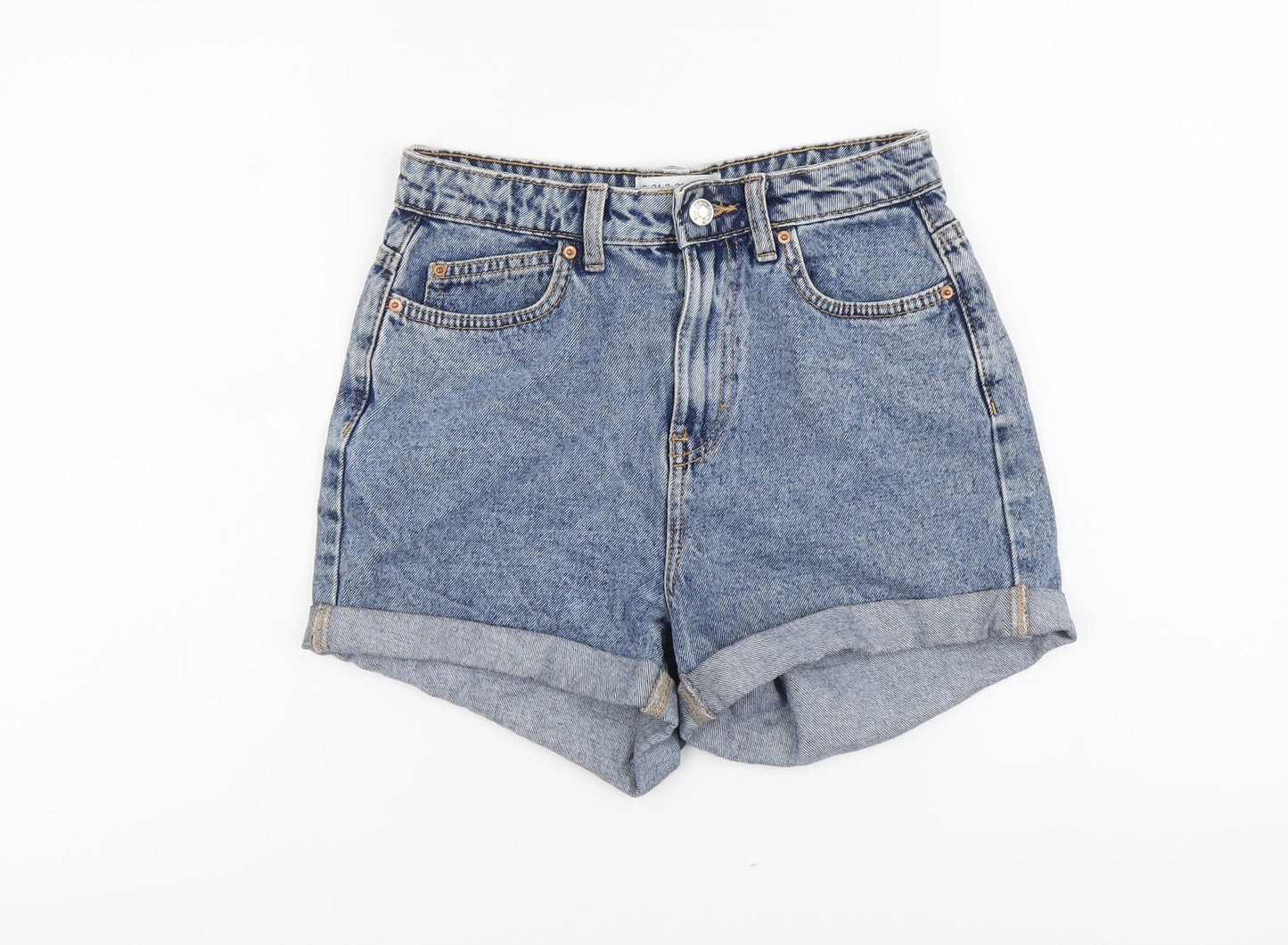 Denim & Co. Womens Blue Cotton Boyfriend Shorts Size 6 L3 in Regular Button