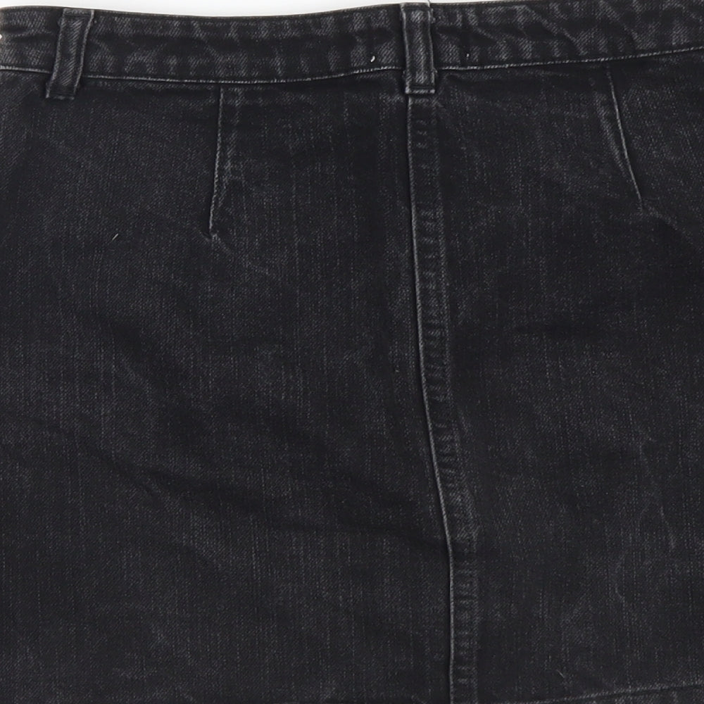 Miss Selfridge Womens Grey Cotton Straight & Pencil Skirt Size 8 Button