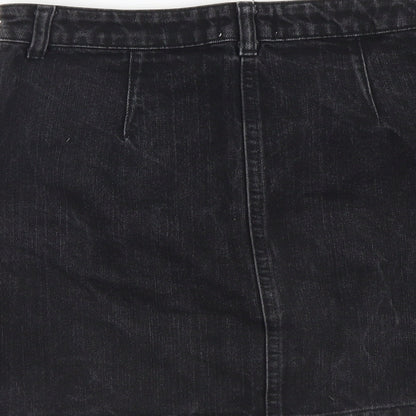 Miss Selfridge Womens Grey Cotton Straight & Pencil Skirt Size 8 Button