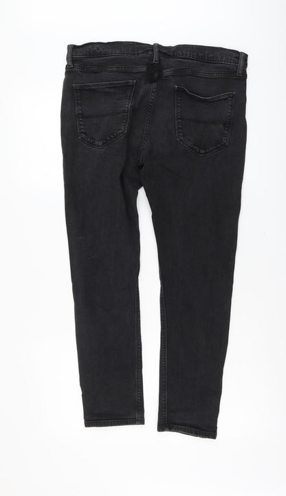 Marks and Spencer Mens Black Cotton Skinny Jeans Size 30 in L29 in Regular Button