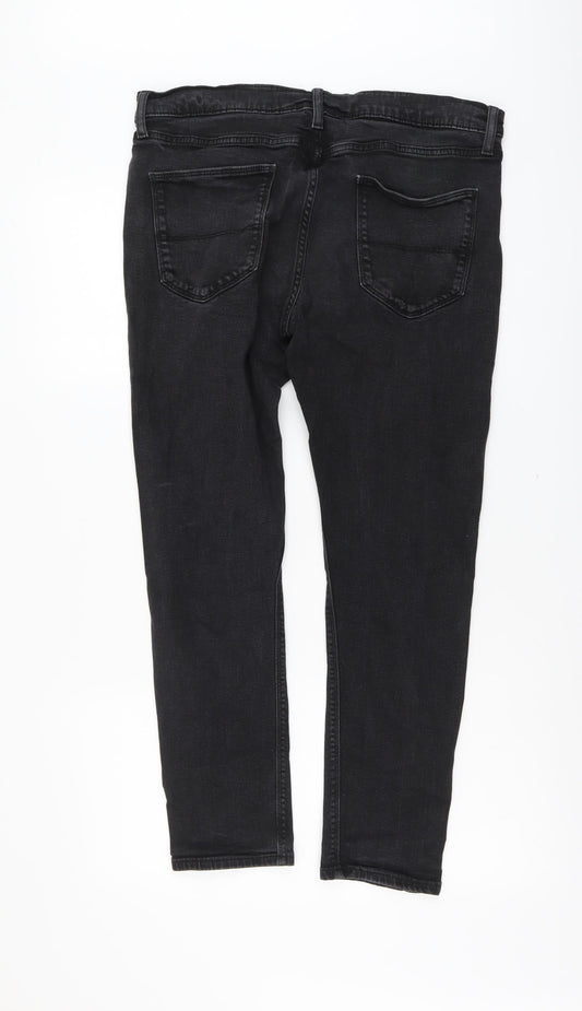 Marks and Spencer Mens Black Cotton Skinny Jeans Size 30 in L29 in Regular Button