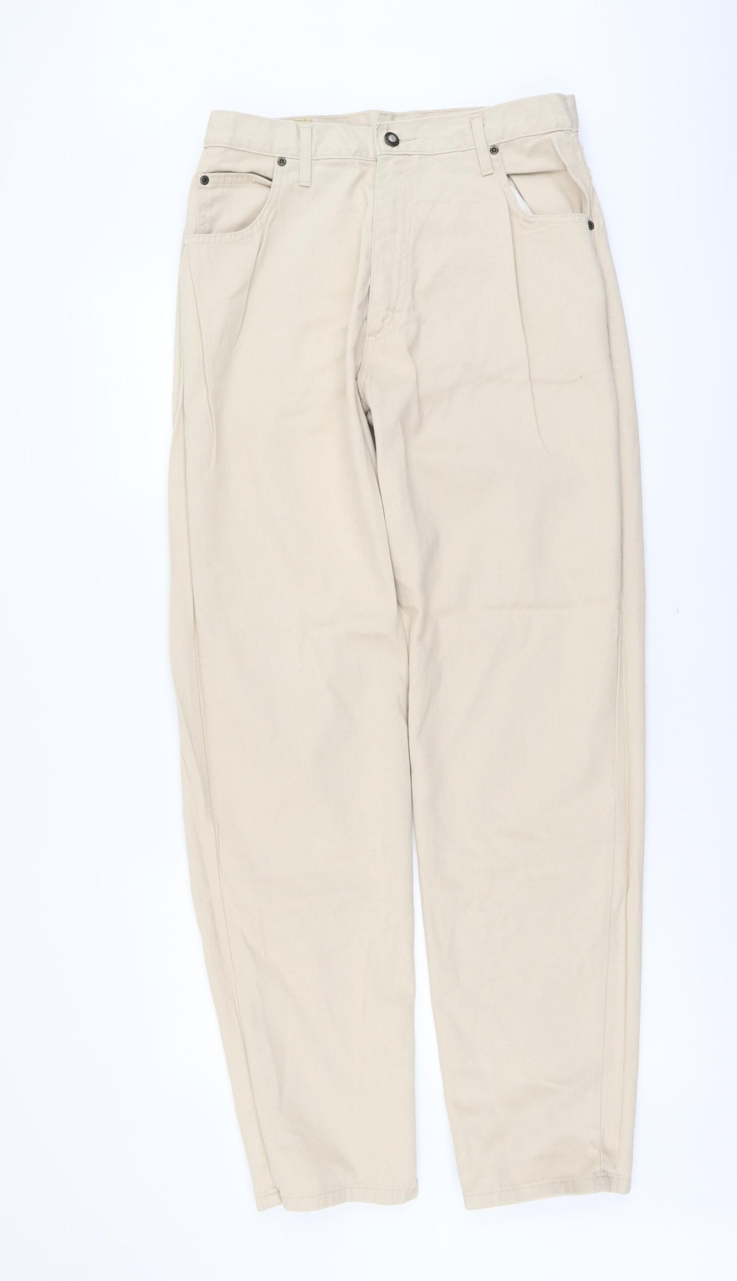 Kesso Womens Beige Cotton Straight Jeans Size 14 L33 in Regular Button