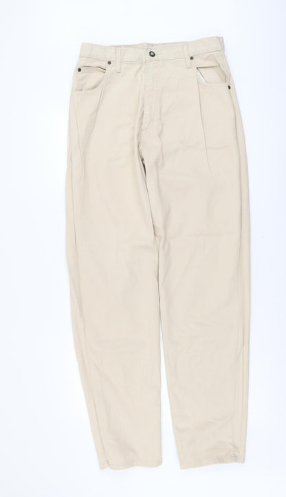 Kesso Womens Beige Cotton Straight Jeans Size 14 L33 in Regular Button