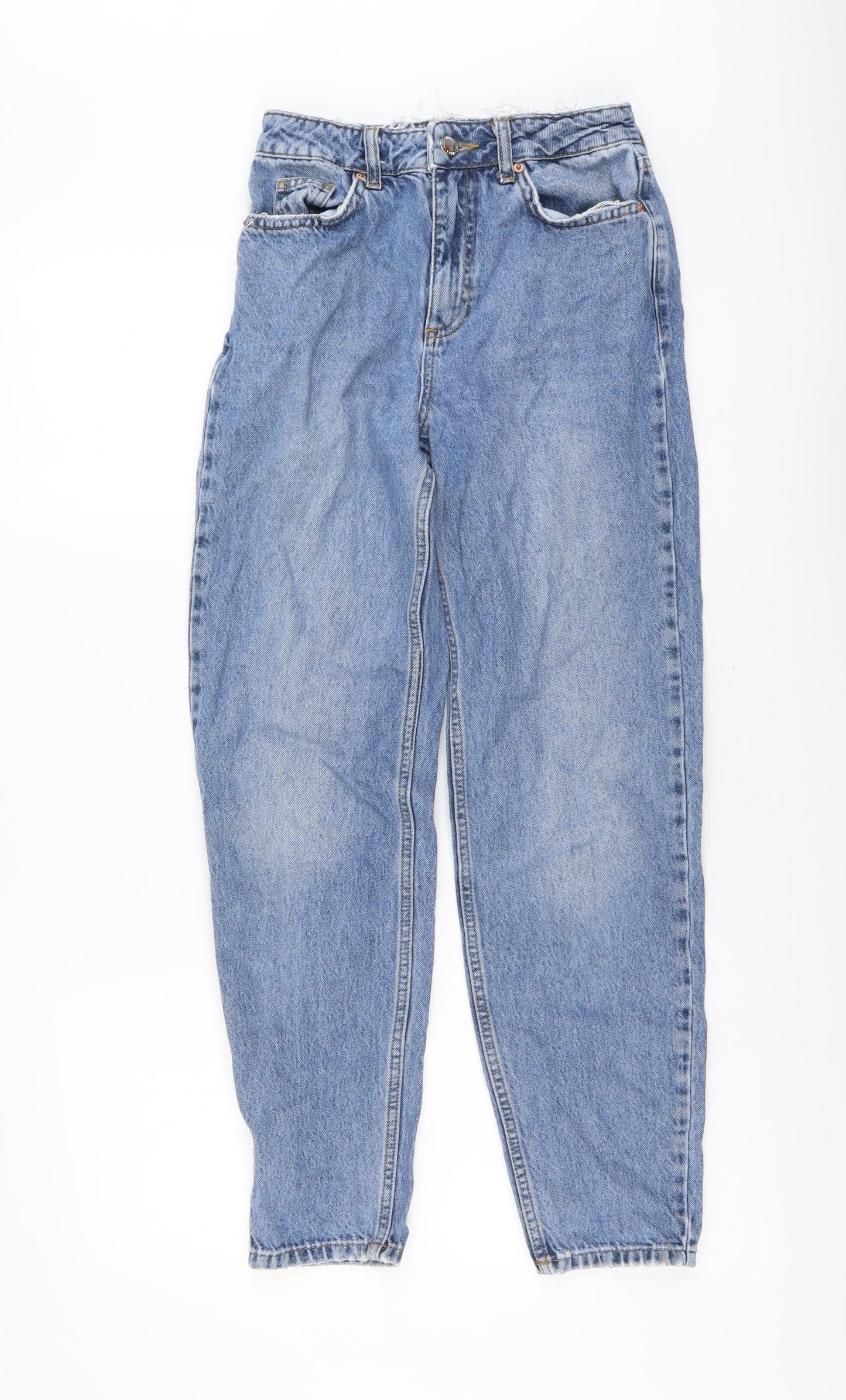 Miss Selfridge Womens Blue Cotton Tapered Jeans Size 4 L27 in Regular Button