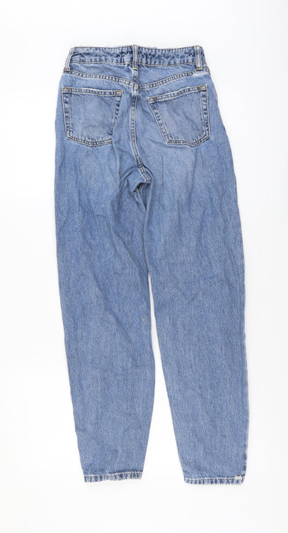 Miss Selfridge Womens Blue Cotton Tapered Jeans Size 4 L27 in Regular Button