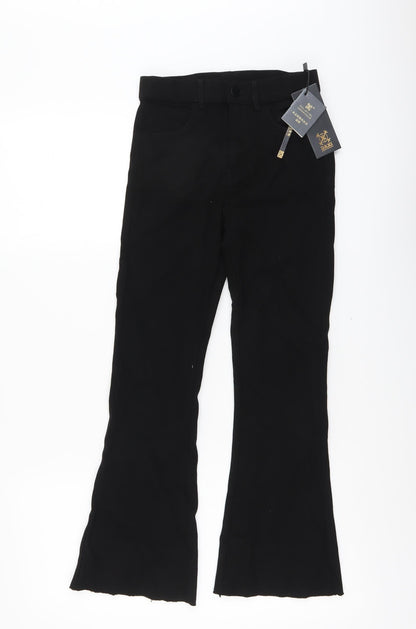 Daxi Womens Black Cotton Flared Jeans Size M L25 in Regular Button