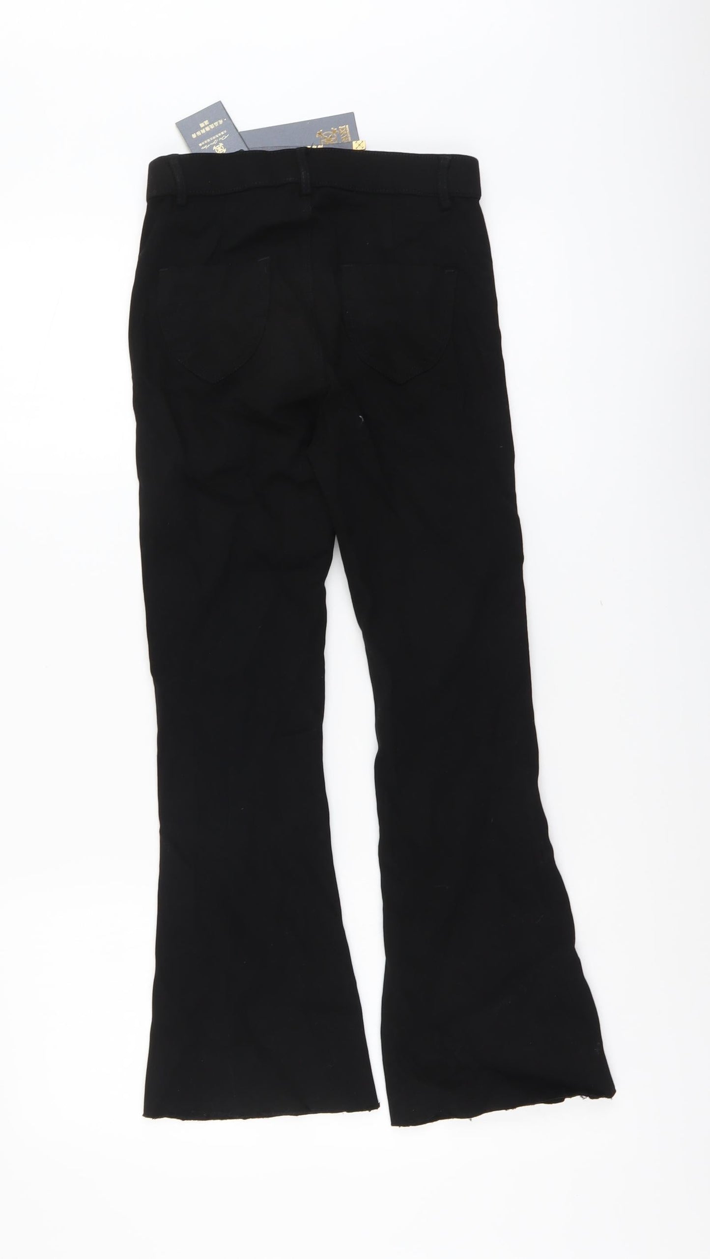 Daxi Womens Black Cotton Flared Jeans Size M L25 in Regular Button