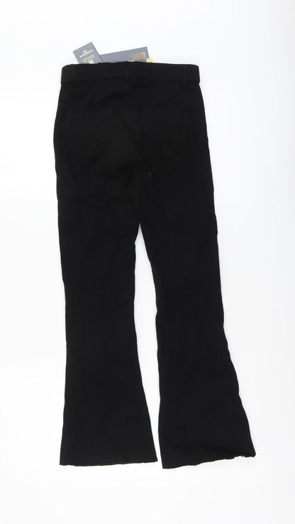 Daxi Womens Black Cotton Flared Jeans Size M L25 in Regular Button