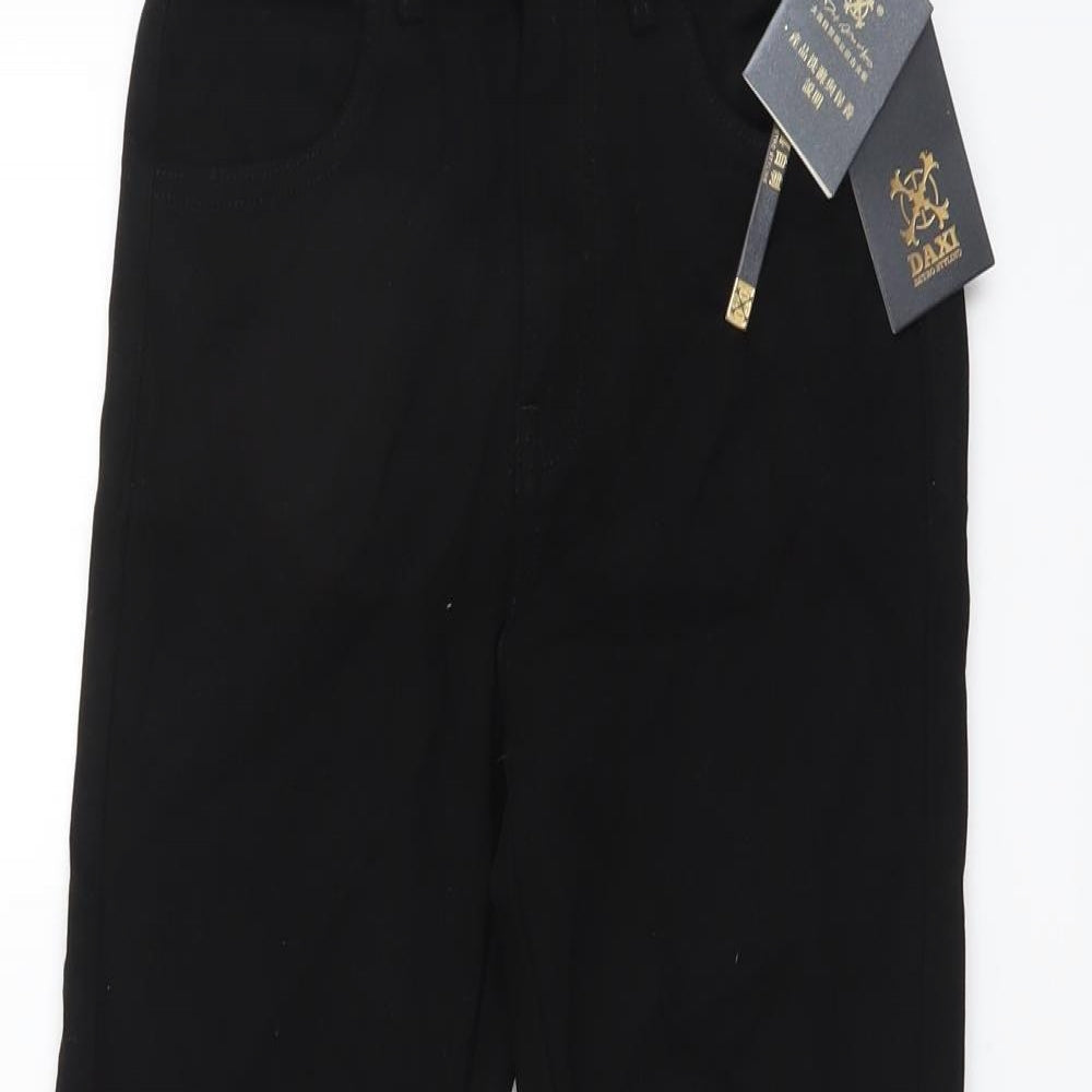 Daxi Womens Black Cotton Flared Jeans Size M L25 in Regular Button