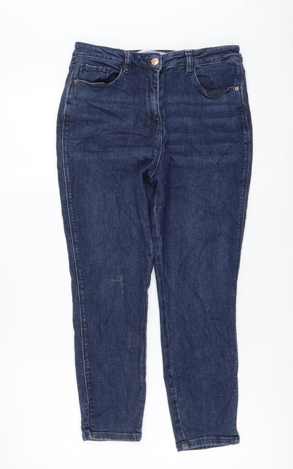 NEXT Womens Blue Cotton Skinny Jeans Size 12 L24 in Regular Button