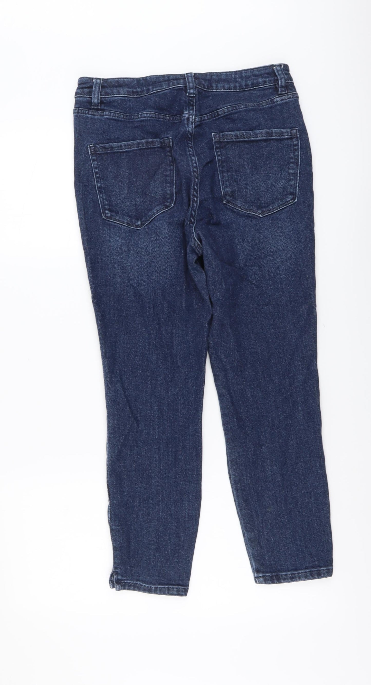 NEXT Womens Blue Cotton Skinny Jeans Size 12 L24 in Regular Button