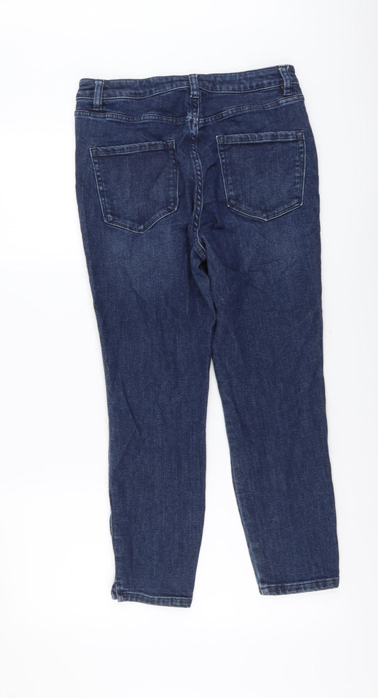 NEXT Womens Blue Cotton Skinny Jeans Size 12 L24 in Regular Button