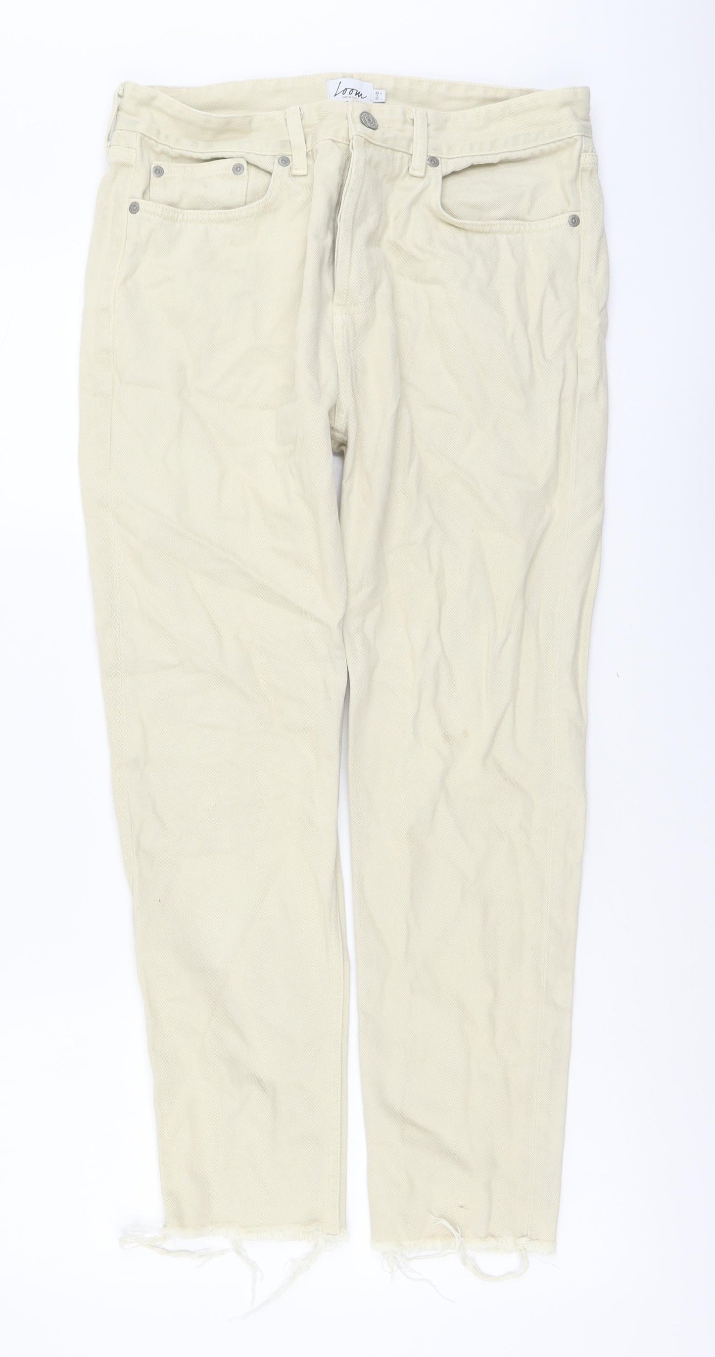 Loom Womens Beige Cotton Straight Jeans Size 30 in L32 in Regular Button