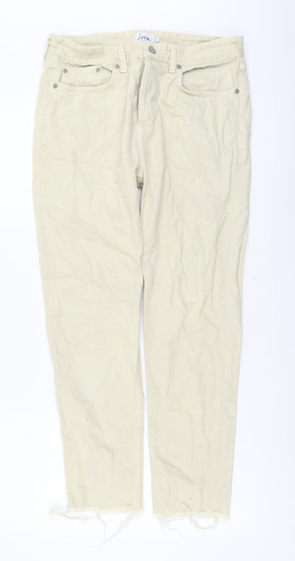 Loom Womens Beige Cotton Straight Jeans Size 30 in L32 in Regular Button