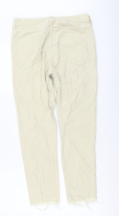 Loom Womens Beige Cotton Straight Jeans Size 30 in L32 in Regular Button